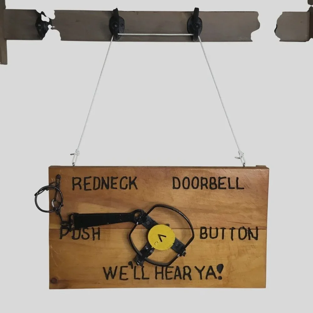 Redneck Doorbell Carved Wood Novelty Sign Gift Decor Funny Signs Plaques Door